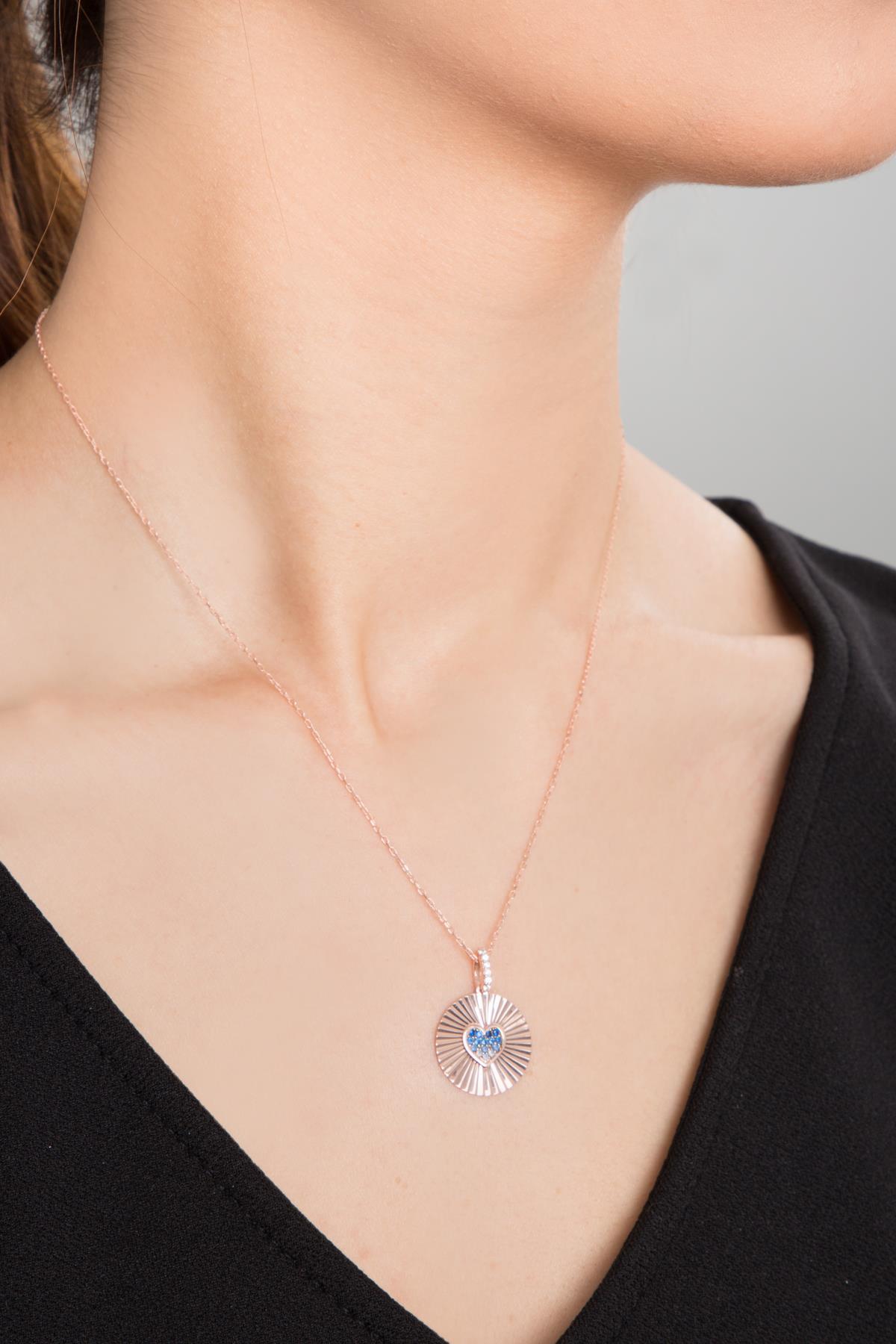 Elika Silver Beyaz Mavi Zirkon Taşlı 925 Ayar Kararmayan Topaz Düz Zincir Kadın Gümüş Kolye 43 cm