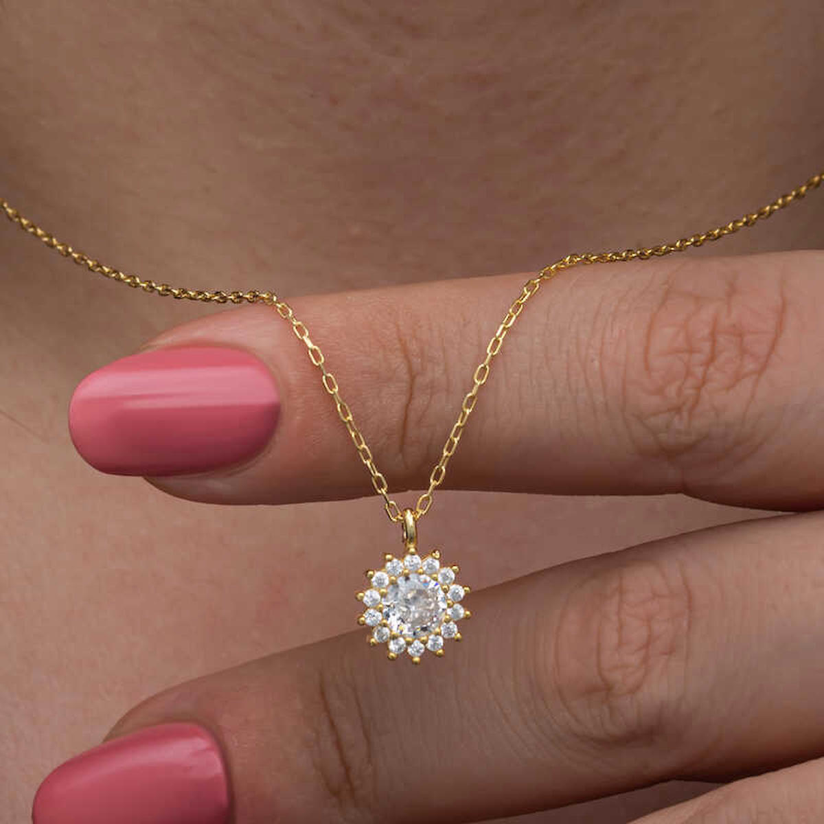 Aya Diamond Mücevherat Yuvarlak Beyaz Zirkon Kararmayan Düz Zincir Kadın Gümüş Kolye 45 cm