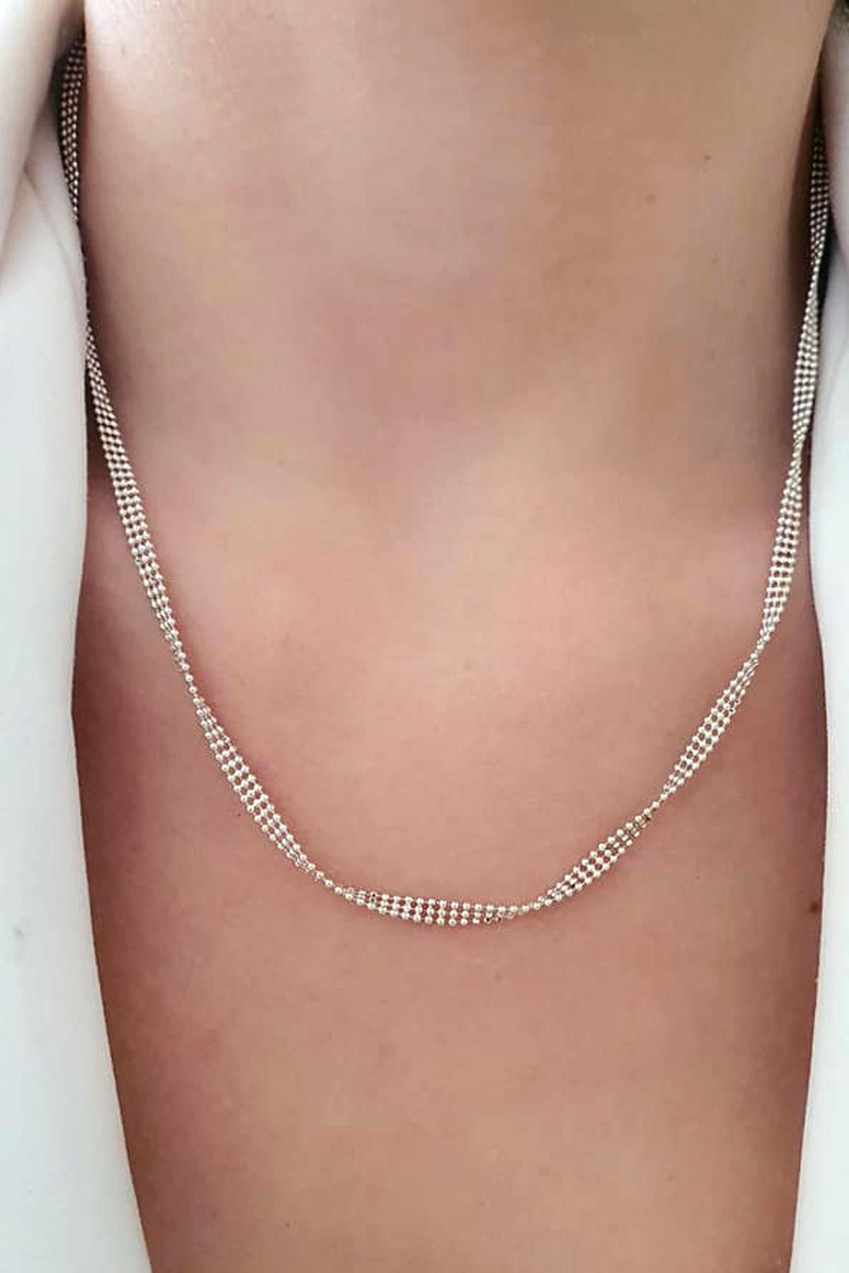 Oseshop 925 Ayar Kararmayan Yassı Zincir Kadın Gümüş Kolye 50 cm