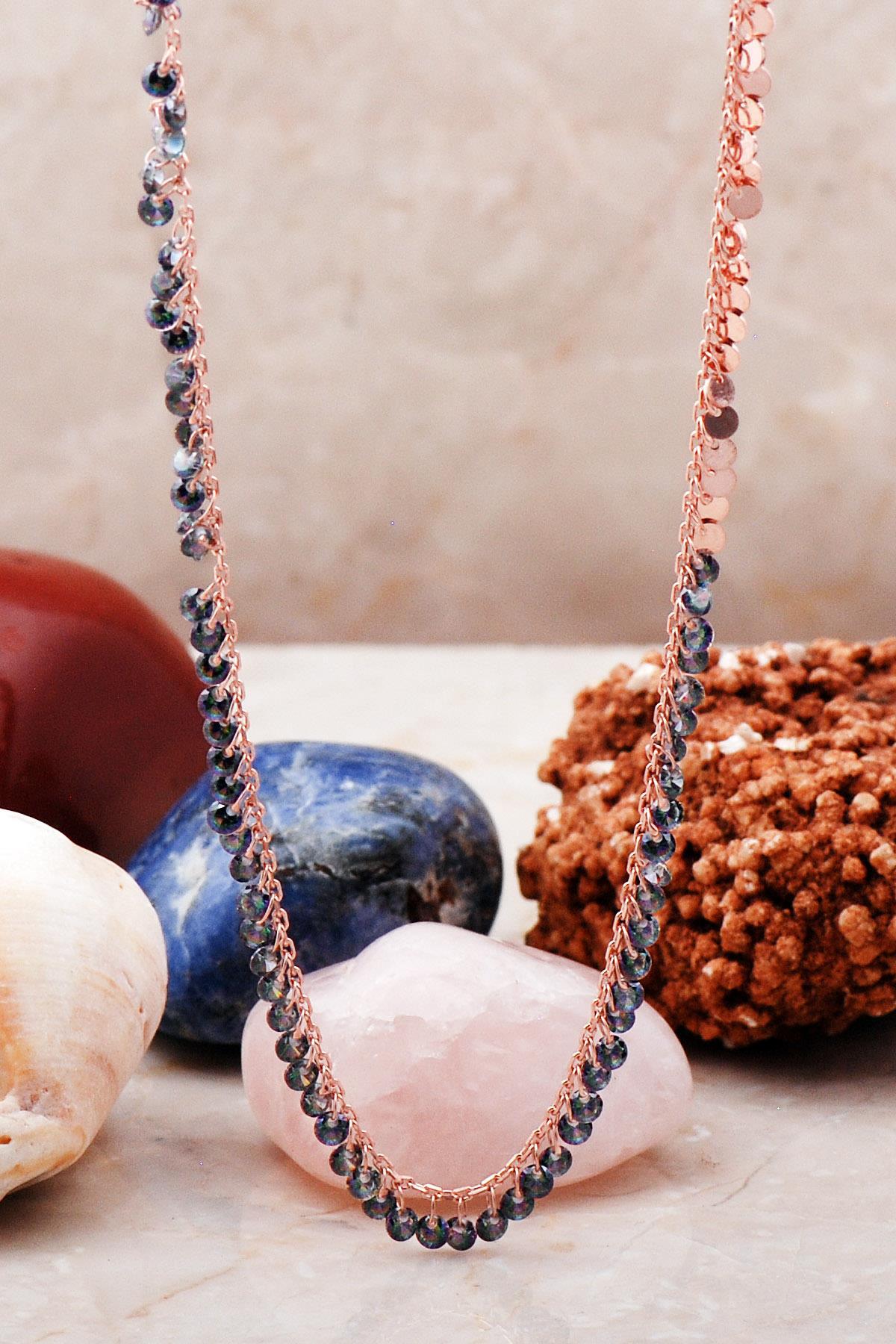 Sümer Telkari Uğur Böceği Siyah Topaz Taşlı Kararmayan Düz Zincir Kadın Gümüş Kolye 47 cm