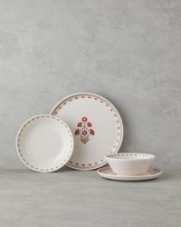 English Home Cloves 24 Parça 6 Kişilik Seramik Yemek Takımı Pembe
