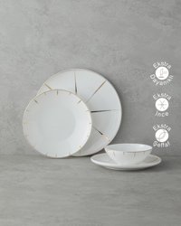 English Home Sunshine 27 Parça 6 Kişilik Bone Porselen Yemek Takımı Gold