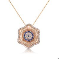 Serra Jewels Nazar Boncuklu Beyaz-Mavi Zirkon Taşlı 925 Ayar Kararmayan Çiçekli Forse Zincir Kadın Gümüş Kolye 45 cm
