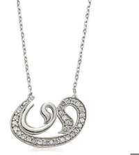 Serra Jewels Vav Beyaz Zirkon Taşlı 925 Ayar Kararmayan Forse Zincir Kadın Gümüş Kolye 45 cm