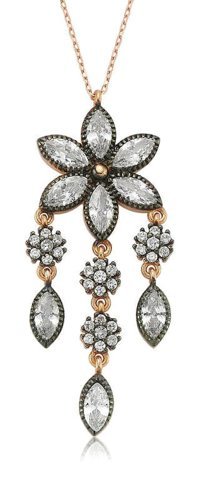 Serra Jewels Papatyalı Beyaz Zirkon Taşlı 925 Ayar Kararmayan Forse Zincir Kadın Gümüş Kolye 45 cm
