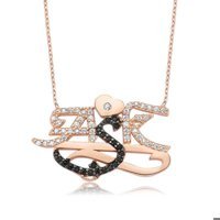 Serra Jewels Yazılı Beyaz - Siyah Zirkon Taşlı 925 Ayar Kararmayan Forse Zincir Kadın Gümüş Kolye 45 cm