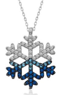 Serra Jewels Kar Tanesi Beyaz-Mavi Zirkon Taşlı 925 Ayar Kararmayan Forse Zincir Kadın Gümüş Kolye 45 cm
