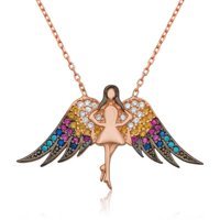 Serra Jewels Melek Mavi Zirkon Taşlı 925 Ayar Kararmayan Forse Zincir Kadın Gümüş Kolye 45 cm