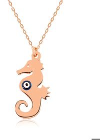 Serra Jewels Denizatı Beyaz-Mavi 925 Ayar Kararmayan Yuvarlak Forse Zincir Kadın Gümüş Kolye 45 cm
