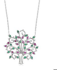 Serra Jewels Hayat Ağacı Çok Renkli Zirkon Taşlı 925 Ayar Kararmayan Forse Zincir Kadın Gümüş Kolye 45 cm