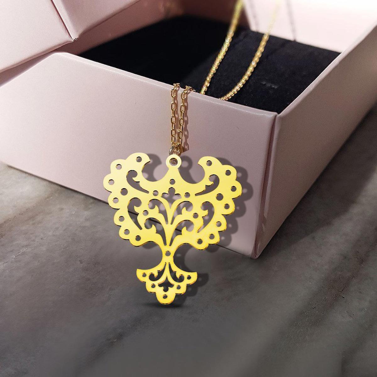 Vaoov Gold 925 Ayar Altın Kaplama Kararmayan Melek Kanadı Forse Zincir Kadın Gümüş Kolye 45 cm