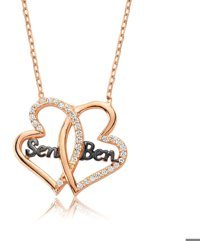 Serra Jewels Yazılı Beyaz Zirkon Taşlı 925 Ayar Kararmayan Kalpli Forse Zincir Kadın Gümüş Kolye 45 cm