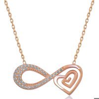 Serra Jewels Kalpli Beyaz Zirkon Taşlı 925 Ayar Kararmayan Sonsuzluk Forse Zincir Kadın Gümüş Kolye 45 cm