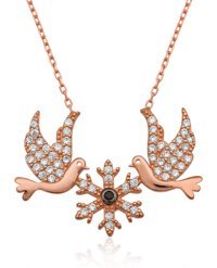 Serra Jewels Kuş Figürlü Beyaz Zirkon Taşlı 925 Ayar Kararmayan Forse Zincir Kadın Gümüş Kolye 45 cm