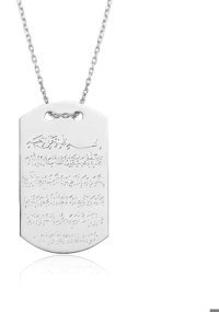 Serra Jewels Ayetel Kürsi Gümüş 925 Ayar Kararmayan Plaka Forse Zincir Kadın Gümüş Kolye 45 cm