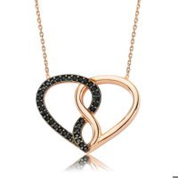 Serra Jewels Sonsuzluk Beyaz - Siyah Zirkon Taşlı 925 Ayar Kararmayan Kalpli Forse Zincir Kadın Gümüş Kolye 45 cm
