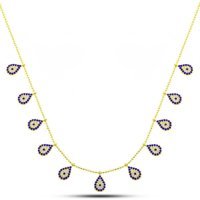 Serra Jewels Nazar Boncuklu Çok Renkli Zirkon Taşlı 925 Ayar Altın Kaplama Kararmayan Forse Zincir Kadın Gümüş Kolye 45 cm