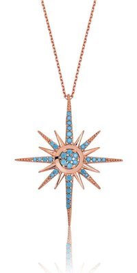 Serra Jewels Kutup Yıldızı Beyaz Zirkon Taşlı 925 Ayar Kararmayan Forse Zincir Kadın Gümüş Kolye 45 cm