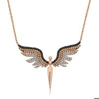 Serra Jewels Mikail Meleği Çok Renkli Zirkon Taşlı 925 Ayar Altın Kaplama Kararmayan Yuvarlak Forse Zincir Kadın Gümüş Kolye 45 cm