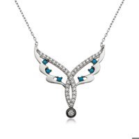 Serra Jewels Beyaz Zirkon Taşlı 925 Ayar Kararmayan Melek Kanadı Forse Zincir Kadın Gümüş Kolye 45 cm