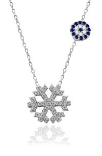 Serra Jewels Nazar Boncuklu Beyaz Zirkon Taşlı 925 Ayar Kararmayan Kar Tanesi Forse Zincir Kadın Gümüş Kolye 45 cm