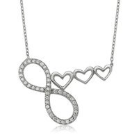 Serra Jewels Kalpli Beyaz Zirkon Taşlı 925 Ayar Kararmayan Sonsuzluk Forse Zincir Kadın Gümüş Kolye 45 cm