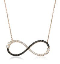 Serra Jewels Beyaz - Siyah Zirkon Taşlı 925 Ayar Kararmayan Sonsuzluk Forse Zincir Kadın Gümüş Kolye 45 cm