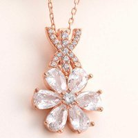 Serra Jewels Beyaz Zirkon Taşlı 925 Ayar Kararmayan Çiçekli Forse Zincir Kadın Gümüş Kolye 45 cm