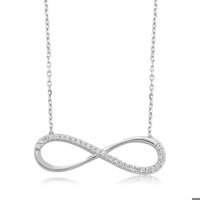 Serra Jewels Beyaz - Siyah Zirkon Taşlı 925 Ayar Kararmayan Sonsuzluk Forse Zincir Kadın Gümüş Kolye 45 cm