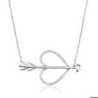 Serra Jewels Oklu Beyaz Zirkon Taşlı 925 Ayar Kararmayan Forse Zincir Kadın Gümüş Kolye 45 cm
