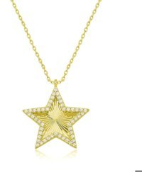 Serra Jewels Yıldızlı Beyaz Zirkon Taşlı 925 Ayar Kararmayan Forse Zincir Kadın Gümüş Kolye 45 cm