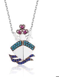 Serra Jewels Titanik Çok Renkli Zirkon Taşlı 925 Ayar Kararmayan Forse Zincir Kadın Gümüş Kolye 45 cm