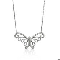 Serra Jewels Kelebekli Beyaz Zirkon Taşlı 925 Ayar Kararmayan Forse Zincir Kadın Gümüş Kolye 45 cm