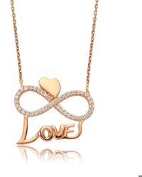 Serra Jewels Kalpli Beyaz Zirkon Taşlı 925 Ayar Kararmayan Sonsuzluk Forse Zincir Kadın Gümüş Kolye 45 cm