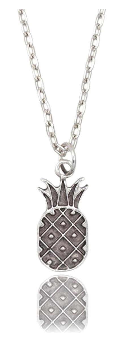 Herşey Nota Ananas Figürlü Gümüş Metal 925 Ayar Kararmayan Halka Zincir Kadın Gümüş Kolye 60 cm
