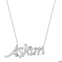 Serra Jewels Yazılı Beyaz Zirkon Taşlı 925 Ayar Kararmayan Yuvarlak Forse Zincir Kadın Gümüş Kolye 45 cm