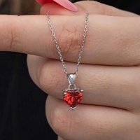 Serra Jewels Kalpli Kırmızı Zirkon Taşlı 925 Ayar Kararmayan Forse Zincir Kadın Gümüş Kolye 45 cm