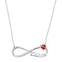 Serra Jewels Yazılı Beyaz Zirkon Taşlı 925 Ayar Kararmayan Sonsuzluk Forse Zincir Kadın Gümüş Kolye 45 cm