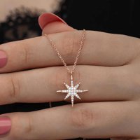 Serra Jewels Kutup Yıldızı Beyaz Zirkon Taşlı 925 Ayar Kararmayan Forse Zincir Kadın Gümüş Kolye 45 cm