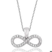 Serra Jewels Beyaz Zirkon Taşlı 925 Ayar Kararmayan Sonsuzluk Forse Zincir Kadın Gümüş Kolye 45 cm