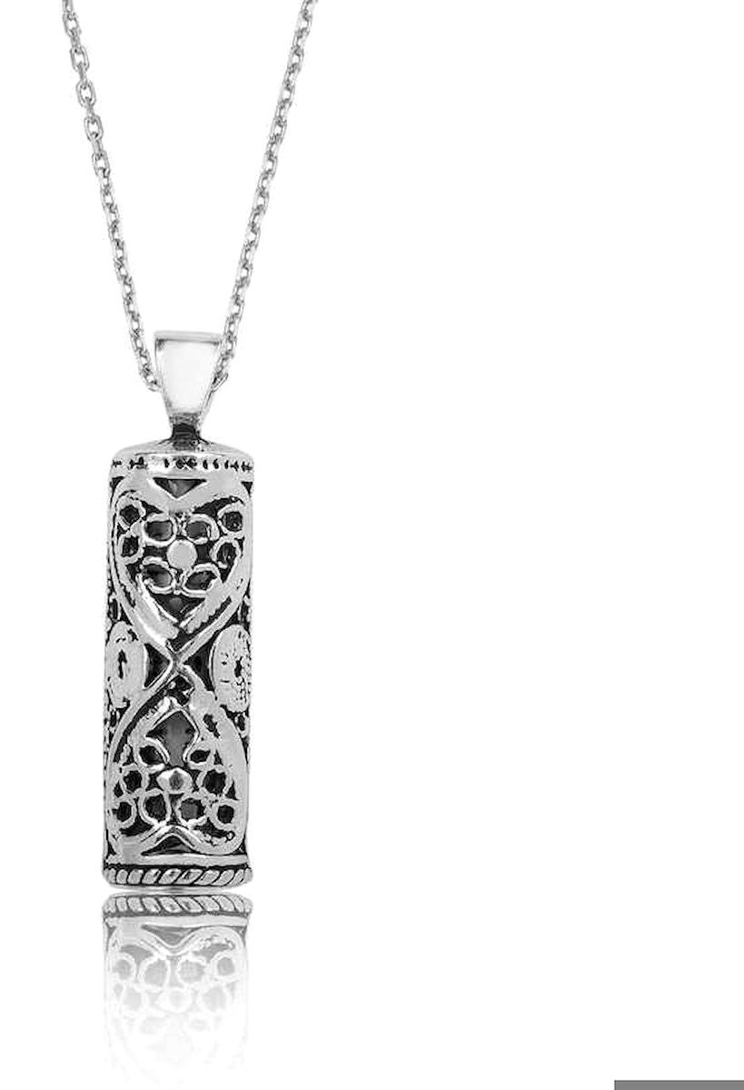 Gumush Silindir Gümüş 925 Ayar Kararmayan Cevşen Forse Zincir Kadın Gümüş Kolye 45 cm