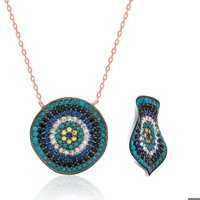 Serra Jewels Nazar Boncuklu Beyaz Zirkon Taşlı 925 Ayar Kararmayan Forse Zincir Kadın Gümüş Kolye 45 cm