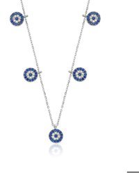 Serra Jewels Nazar Boncuklu Beyaz-Mavi Zirkon Taşlı 925 Ayar Kararmayan Lotus Forse Zincir Kadın Gümüş Kolye 45 cm