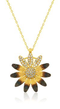 Serra Jewels Papatyalı Beyaz Zirkon Taşlı 925 Ayar Kararmayan Forse Zincir Kadın Gümüş Kolye 45 cm