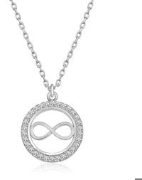 Serra Jewels Beyaz Zirkon Taşlı 925 Ayar Kararmayan Sonsuzluk Forse Zincir Kadın Gümüş Kolye 45 cm