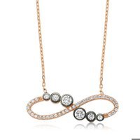 Serra Jewels Beyaz - Siyah Zirkon Taşlı 925 Ayar Kararmayan Sonsuzluk Forse Zincir Kadın Gümüş Kolye 45 cm