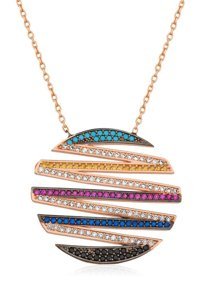 Serra Jewels Çok Renkli Zirkon Taşlı 925 Ayar Kararmayan Forse Zincir Kadın Gümüş Kolye 45 cm