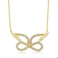 Serra Jewels Kelebekli Beyaz Zirkon Taşlı 925 Ayar Kararmayan Sonsuzluk Forse Zincir Kadın Gümüş Kolye 45 cm