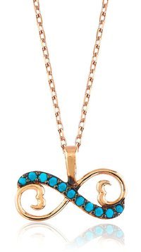 Serra Jewels Kalpli Beyaz - Siyah Zirkon Taşlı 925 Ayar Kararmayan Sonsuzluk Forse Zincir Kadın Gümüş Kolye 45 cm
