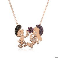 Serra Jewels Şirinler Çok Renkli Zirkon Taşlı 925 Ayar Kararmayan Yuvarlak Forse Zincir Kadın Gümüş Kolye 45 cm